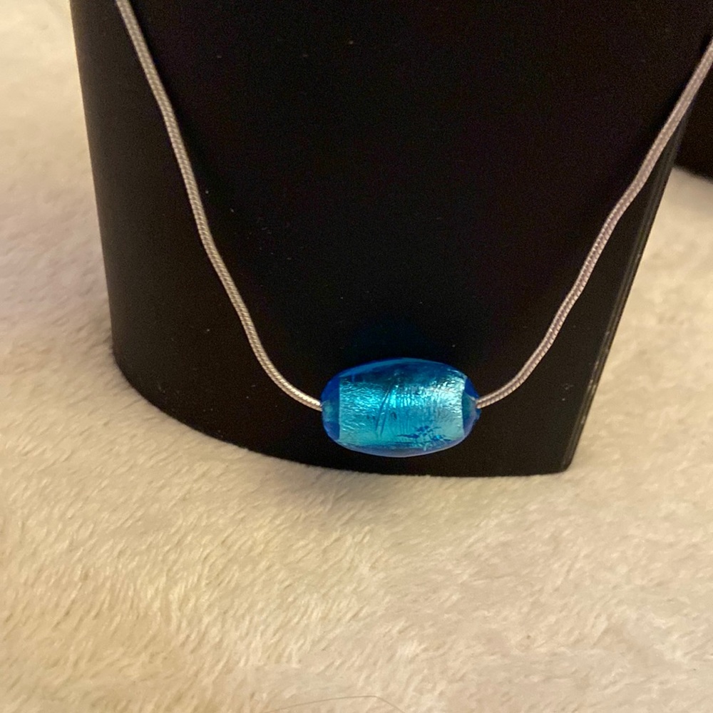 Italy Murano glass blue color pedant on necklace
